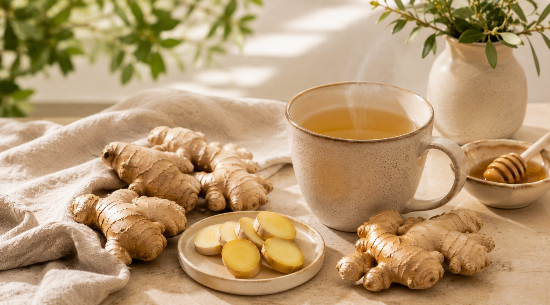The health benefits of whole ginger root for digestive health and overall wellness.