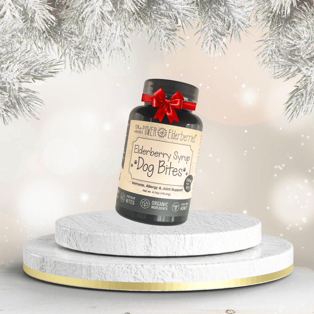 Elderberry Syrup for dogs. Give your pup the gift of immune, allergy and joint support.
