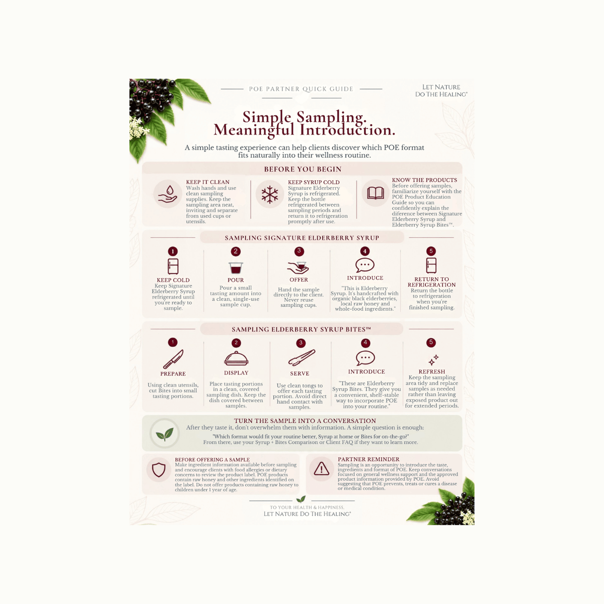An informational flyer titled 'Simple Sampling. Meaningful Introduction.