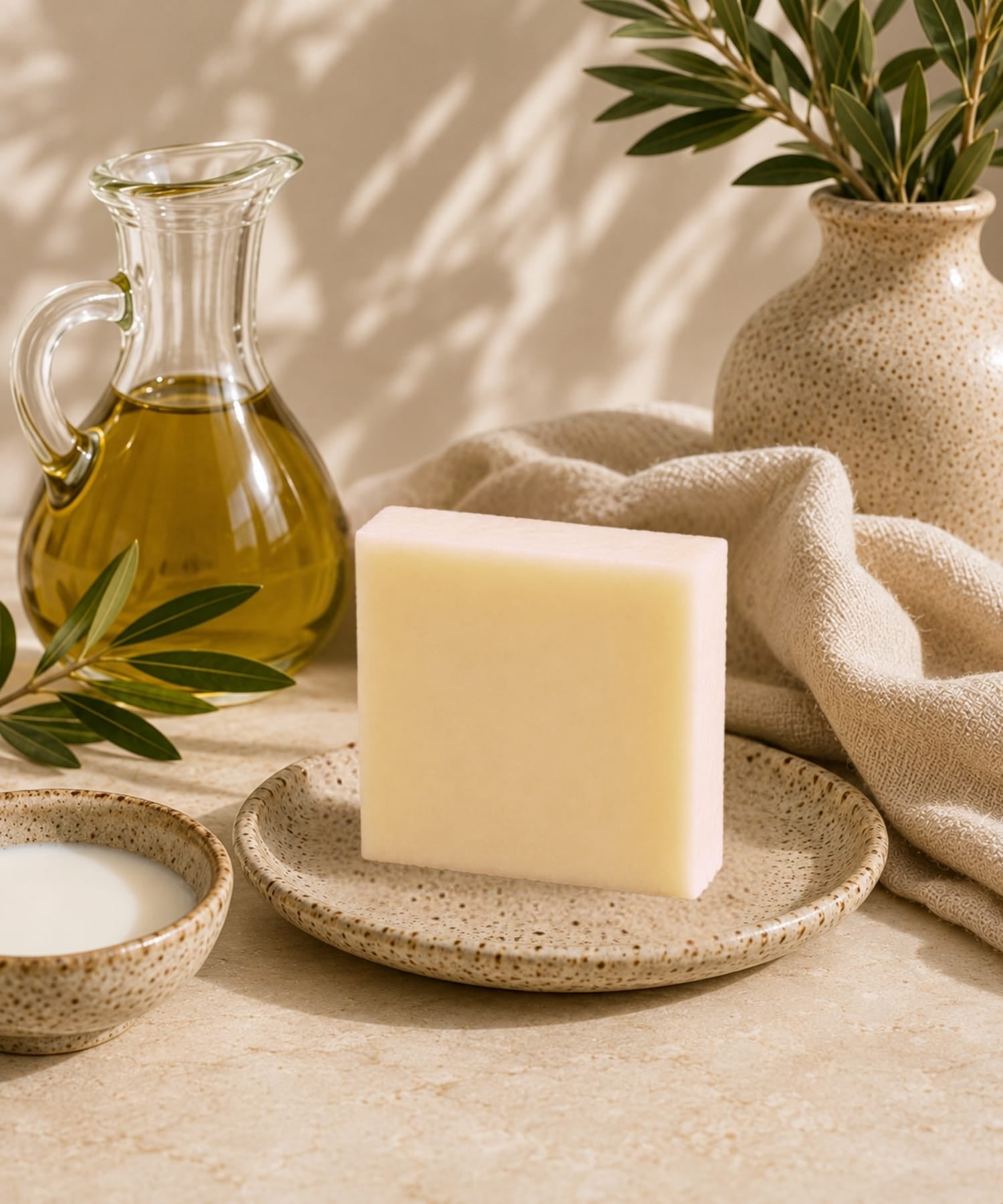 Handcrafted unscented castile goat milk soap bar made with olive oil and goats milk.