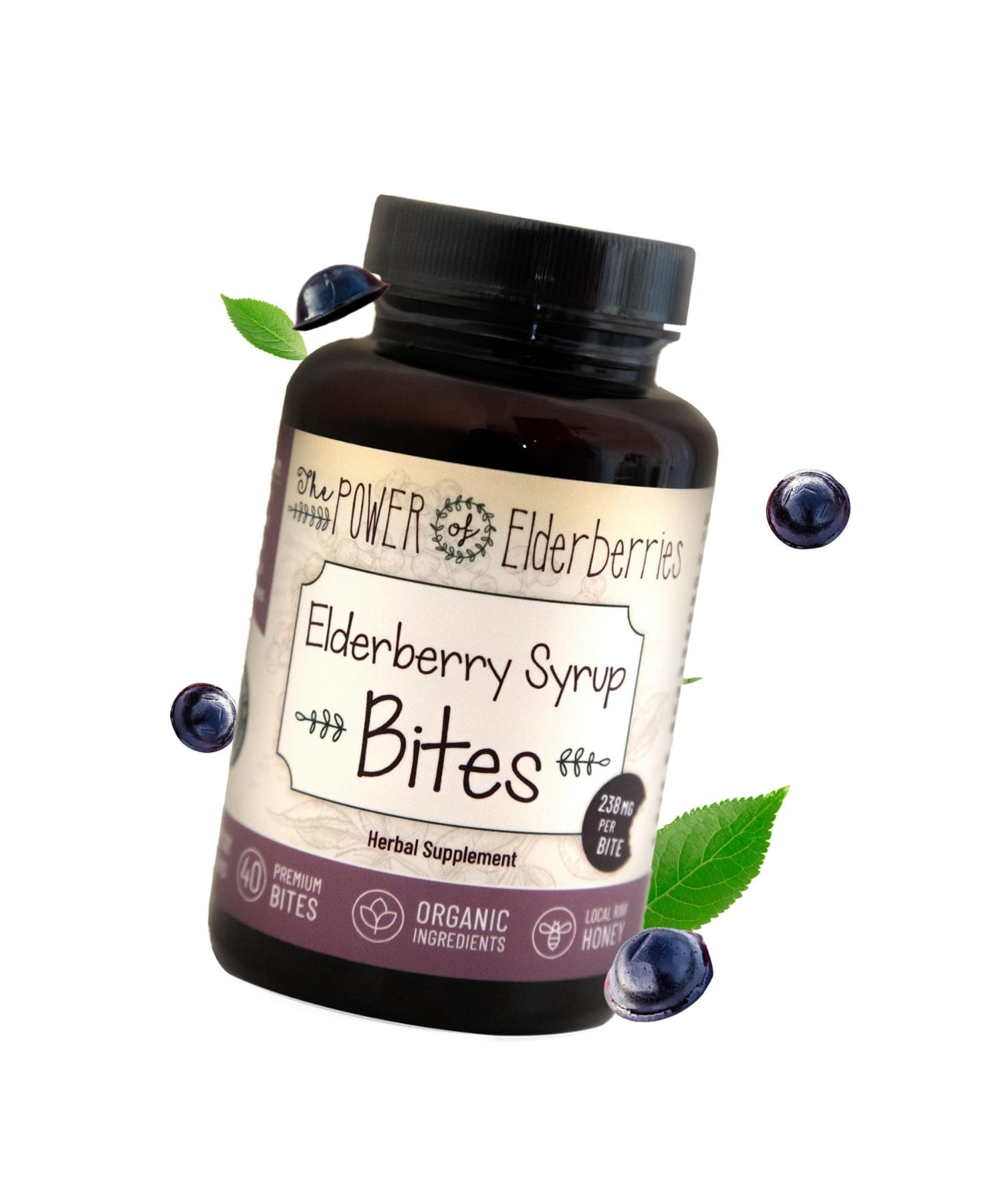 handcrafted elderberry syrup bites made with organic whole-food ingredients for on the go