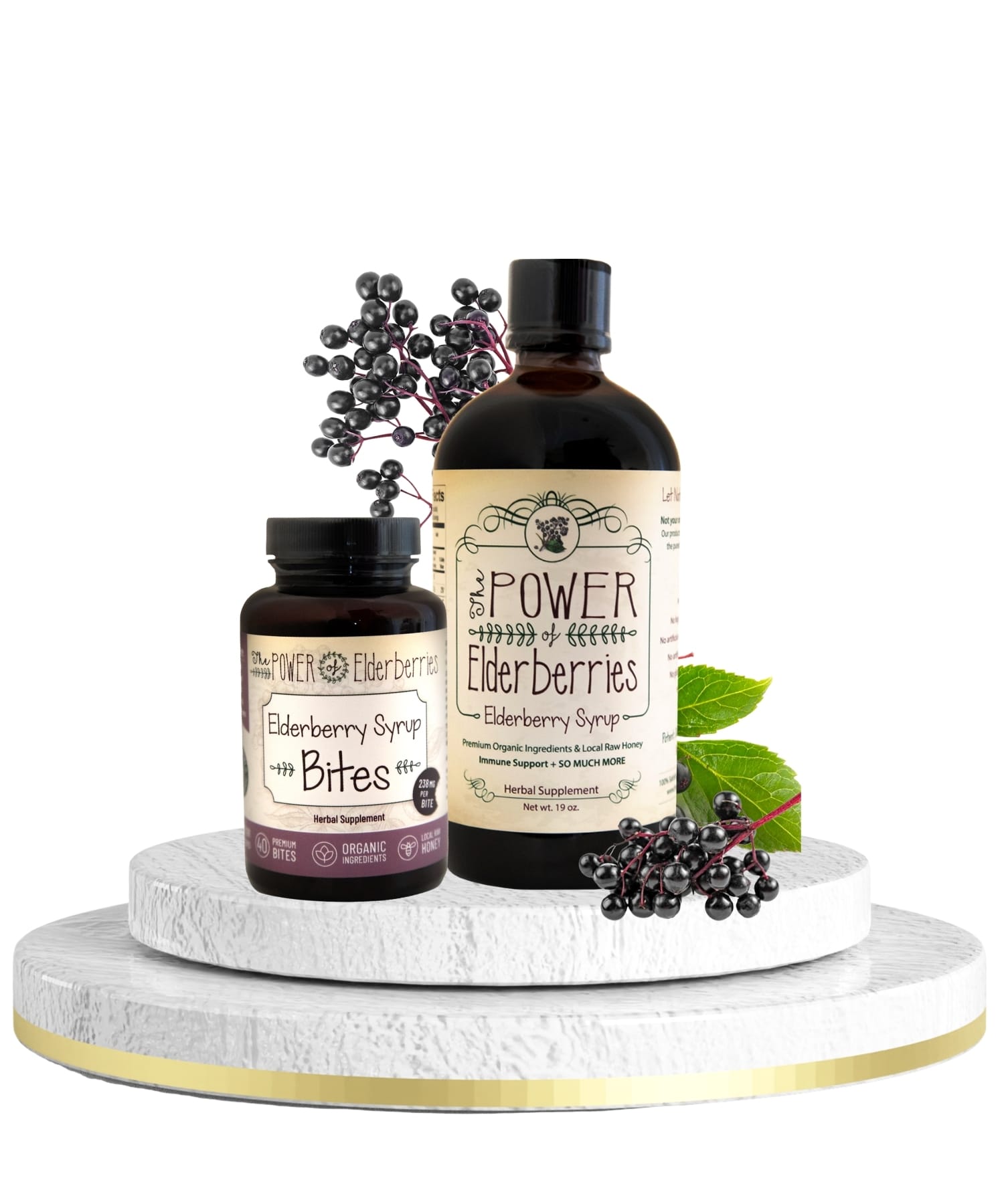 handcrafted elderberry syrup liquid and bites made with organic whole-food ingredients