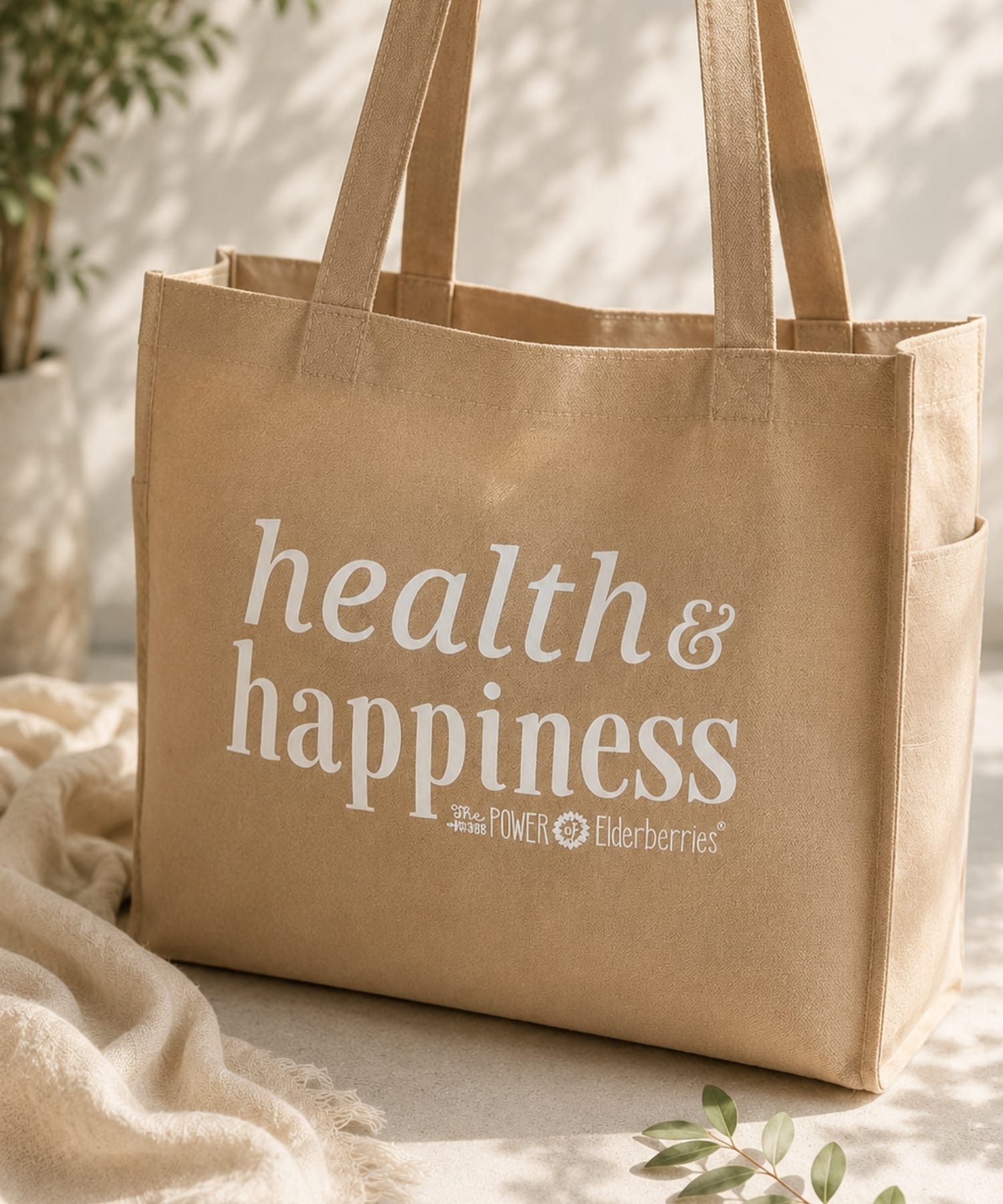 Health and Happiness wellness tote bag from The POWER of Elderberries®