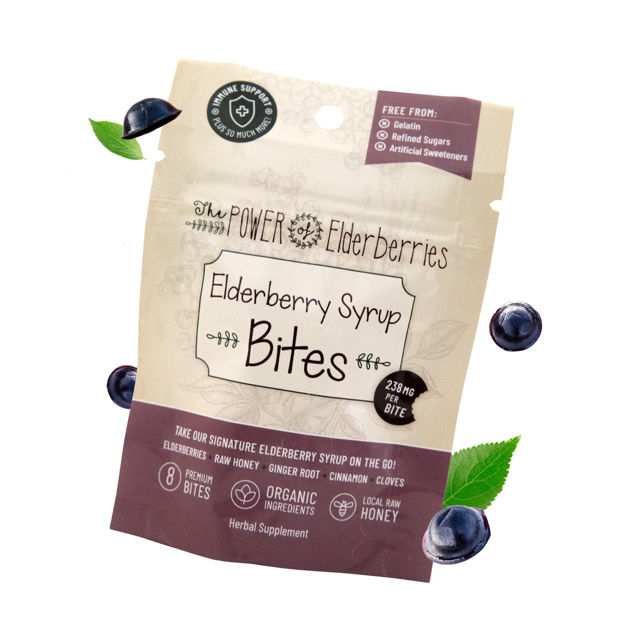 The POWER of Elderberries Elderberry Syrup Bites 8ct. Travel Pouch.