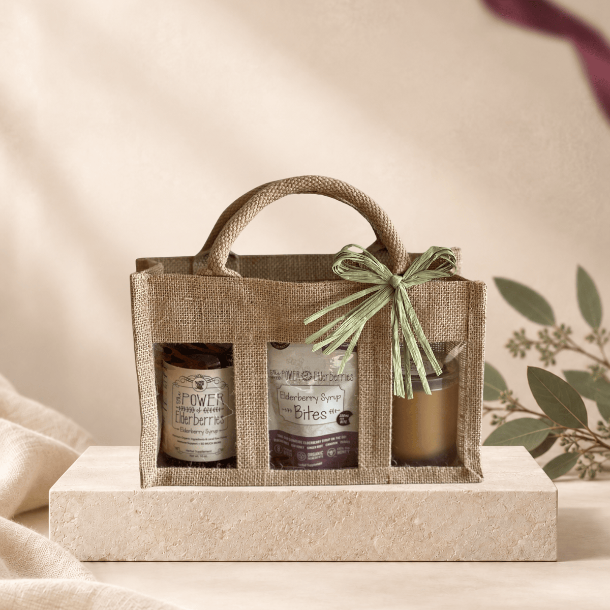 Three-window wellness gift bag available at The POWER of Elderberries Myrtle Beach Store.