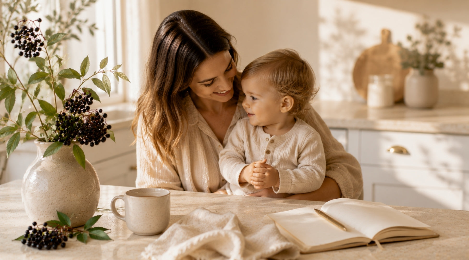 mother wanting to support her family elderberry wellness routine