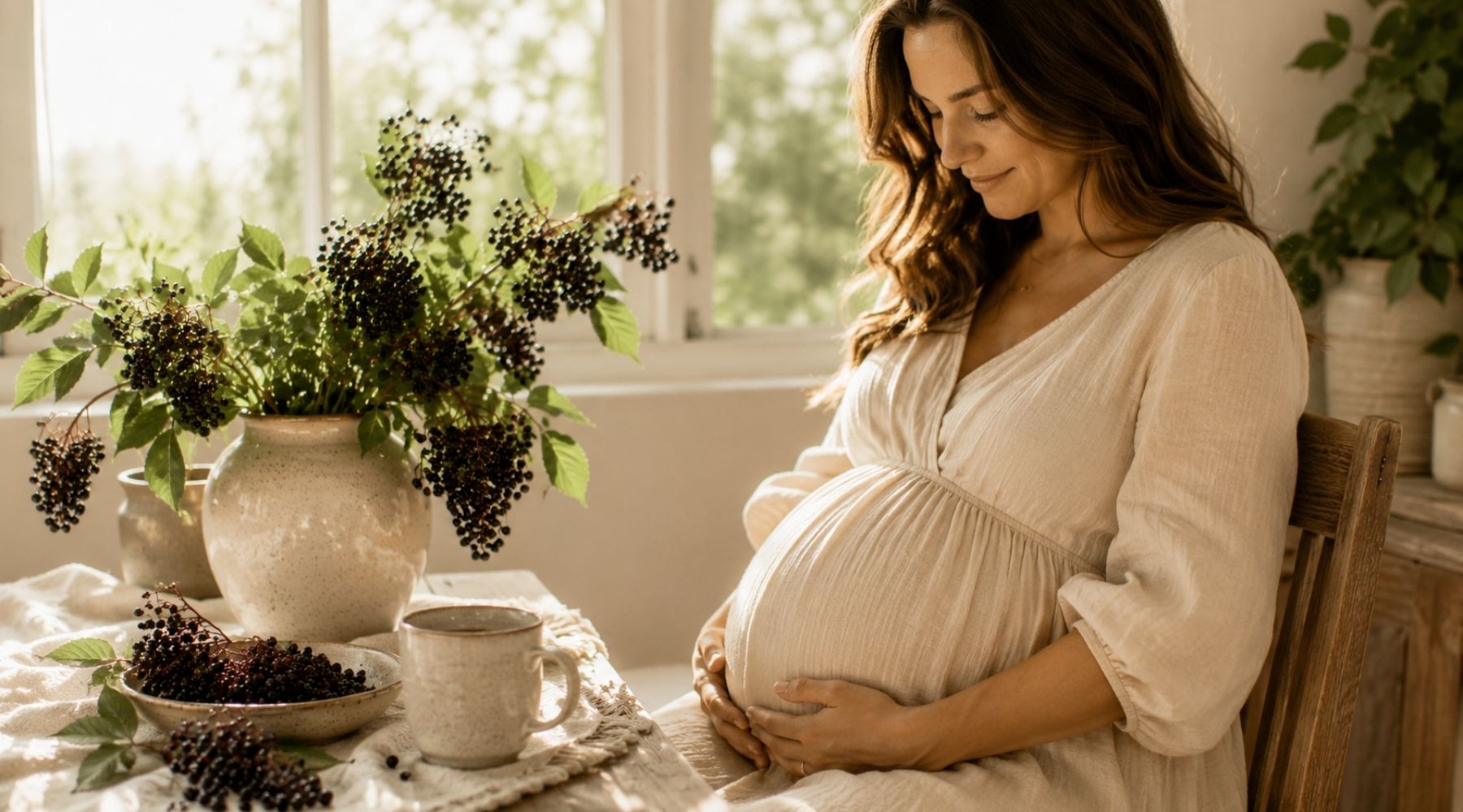 pregnant woman and eelderberries