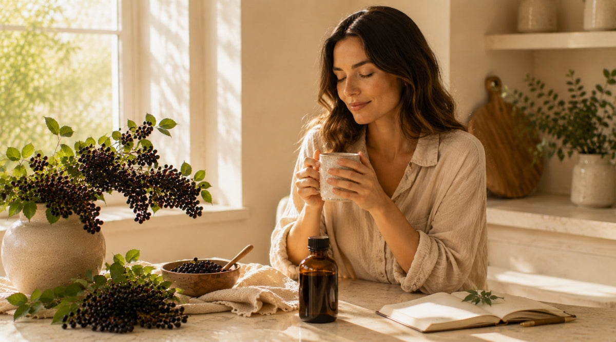 taking elderberry syrup as part of a daily wellness routine