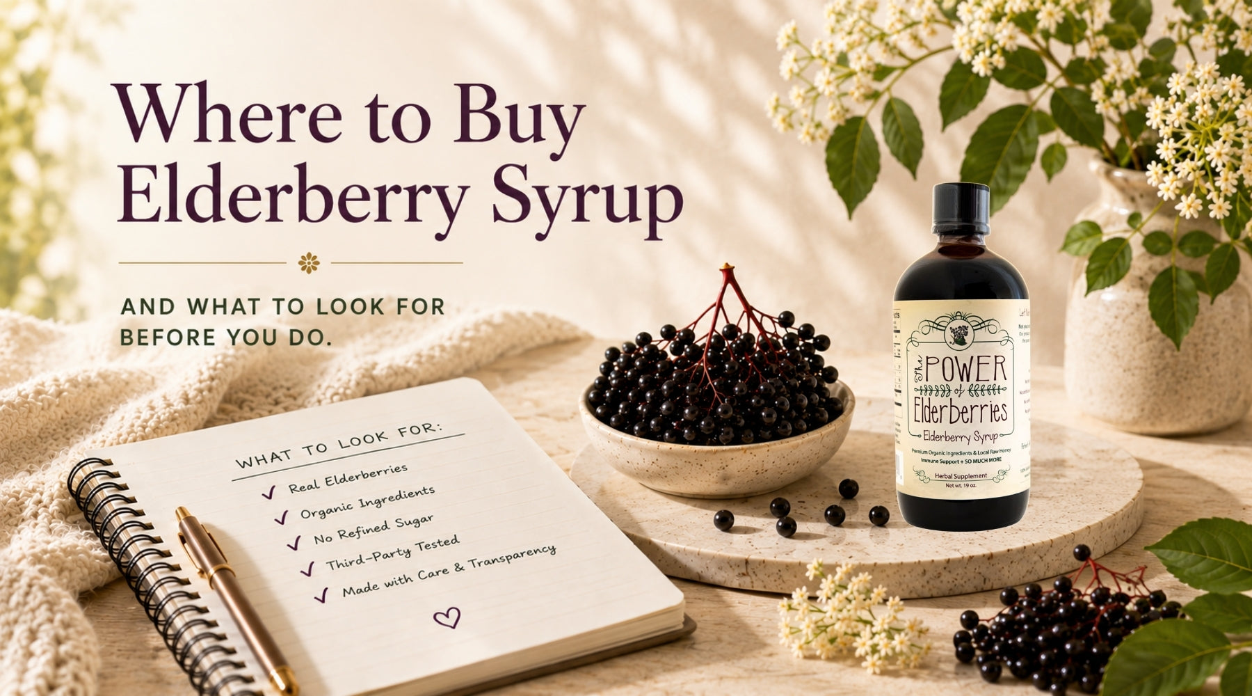 Where to buy elderberry syrup and what to look for before you do. A buying guide to help educate consumers.