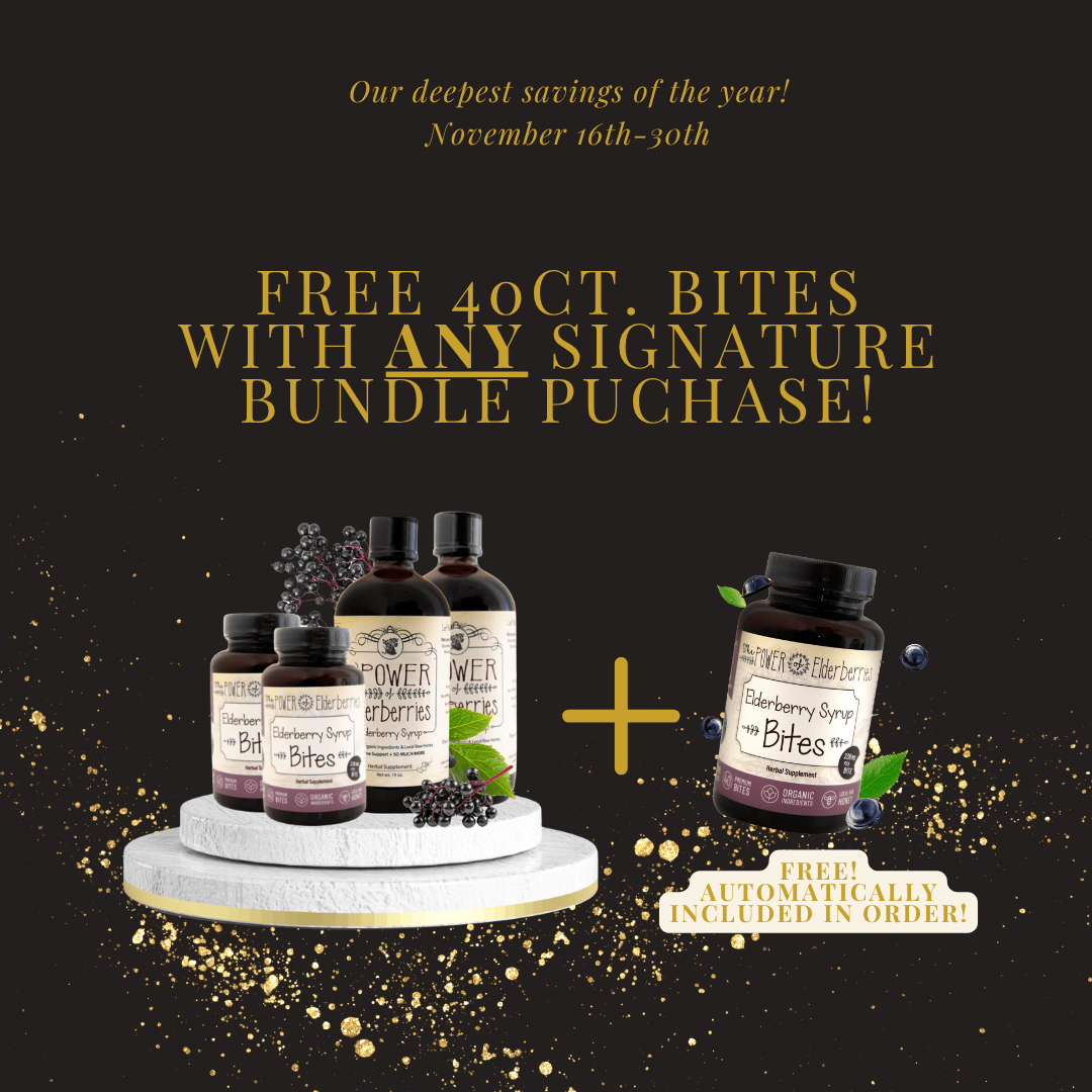 Essentials Plus! Bundle: Signature Elderberry Syrup 19oz x 2 + Elderberry Syrup Bites™ 40ct. x 2