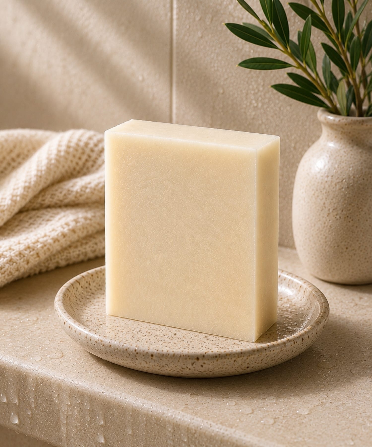 Unscented shea butter and coconut oil soap bar with packaging box handcrafted by The POWER of Elderberries.