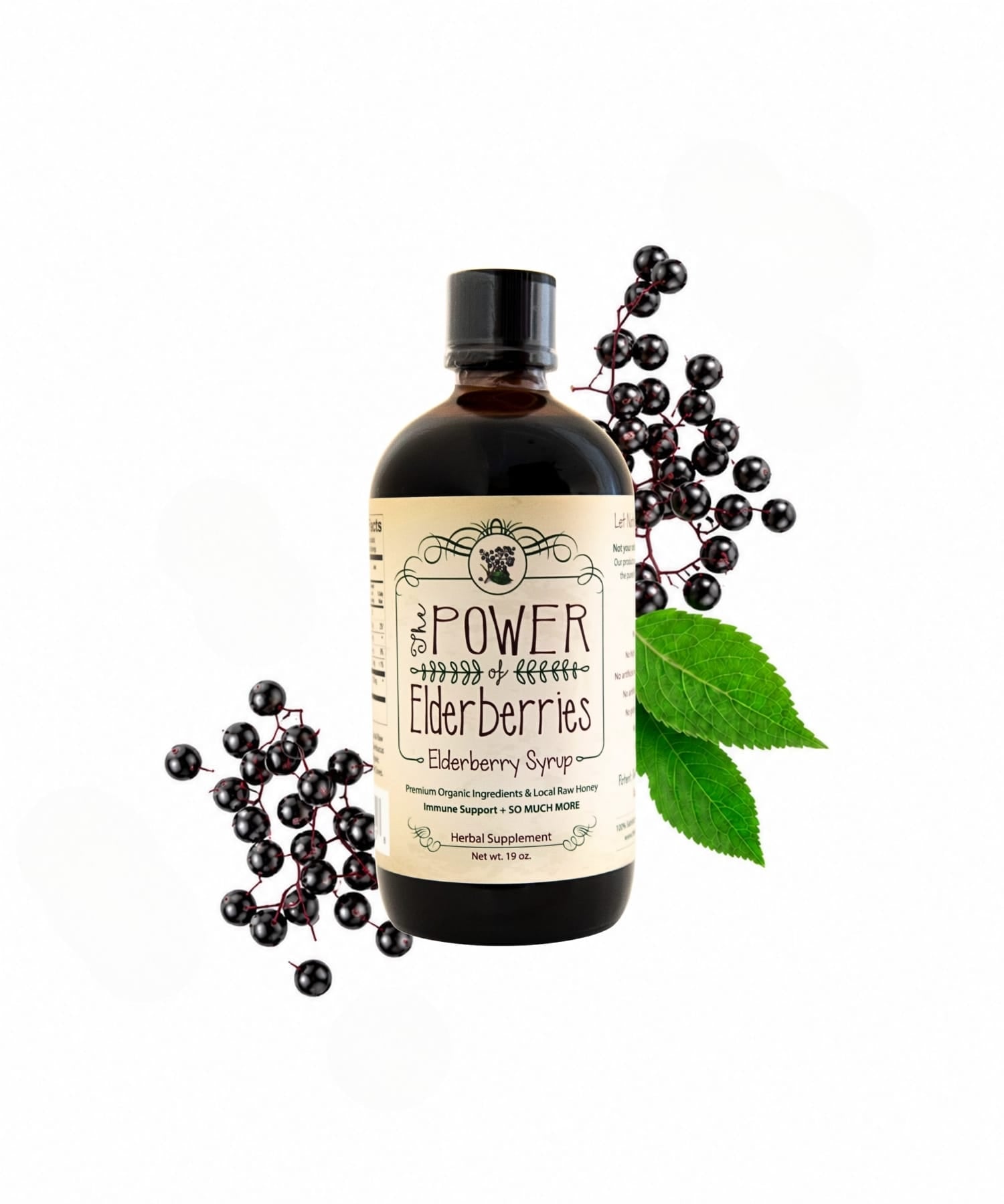 Fresh-made elderberry syrup with organic black elderberries, ginger root, cinnamon sticks, whole cloves and local raw honey.