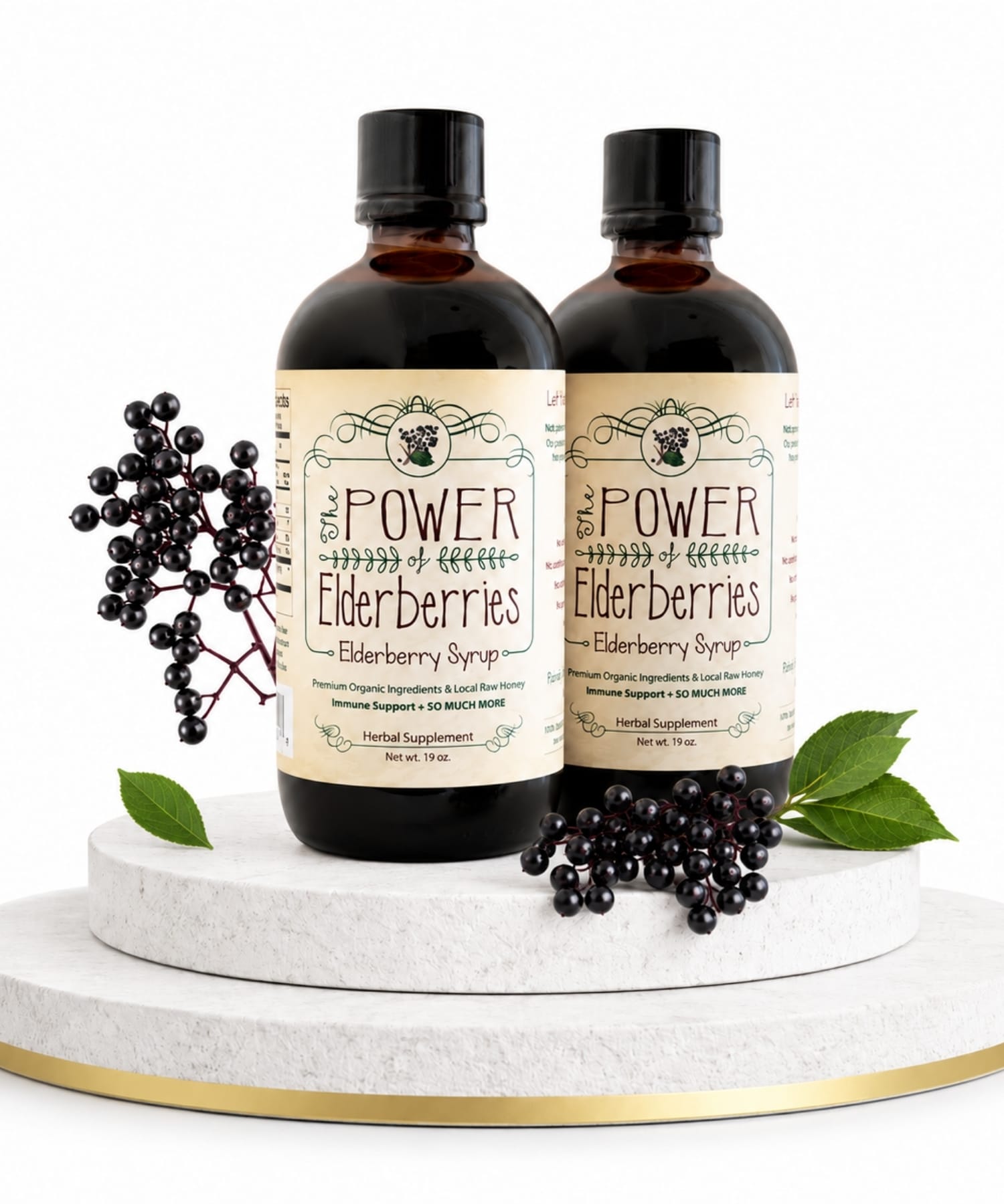 Premium organic elderberry syrup made with whole food ingredients 2 bottles