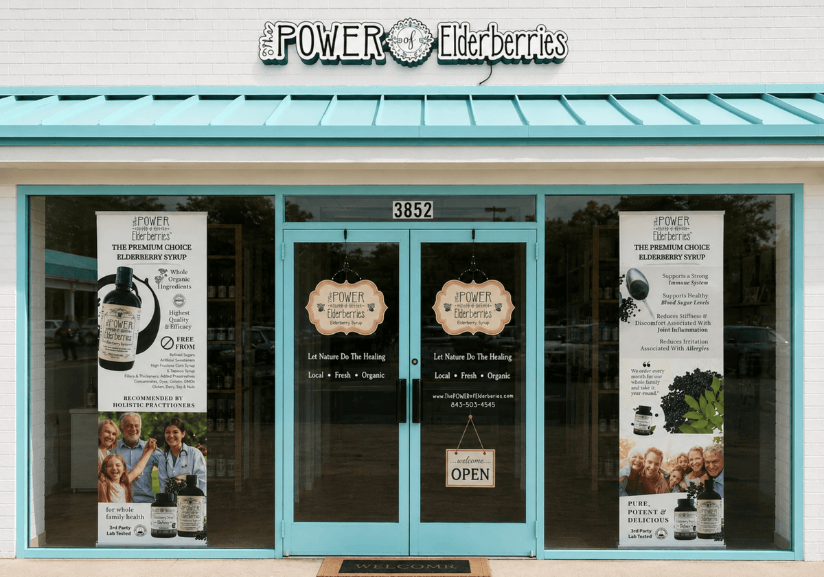 The POWER of Elderberries store located in Myrtle Beach, SC. Handcrafted batches of their Signature Elderberry Syrup made daily.