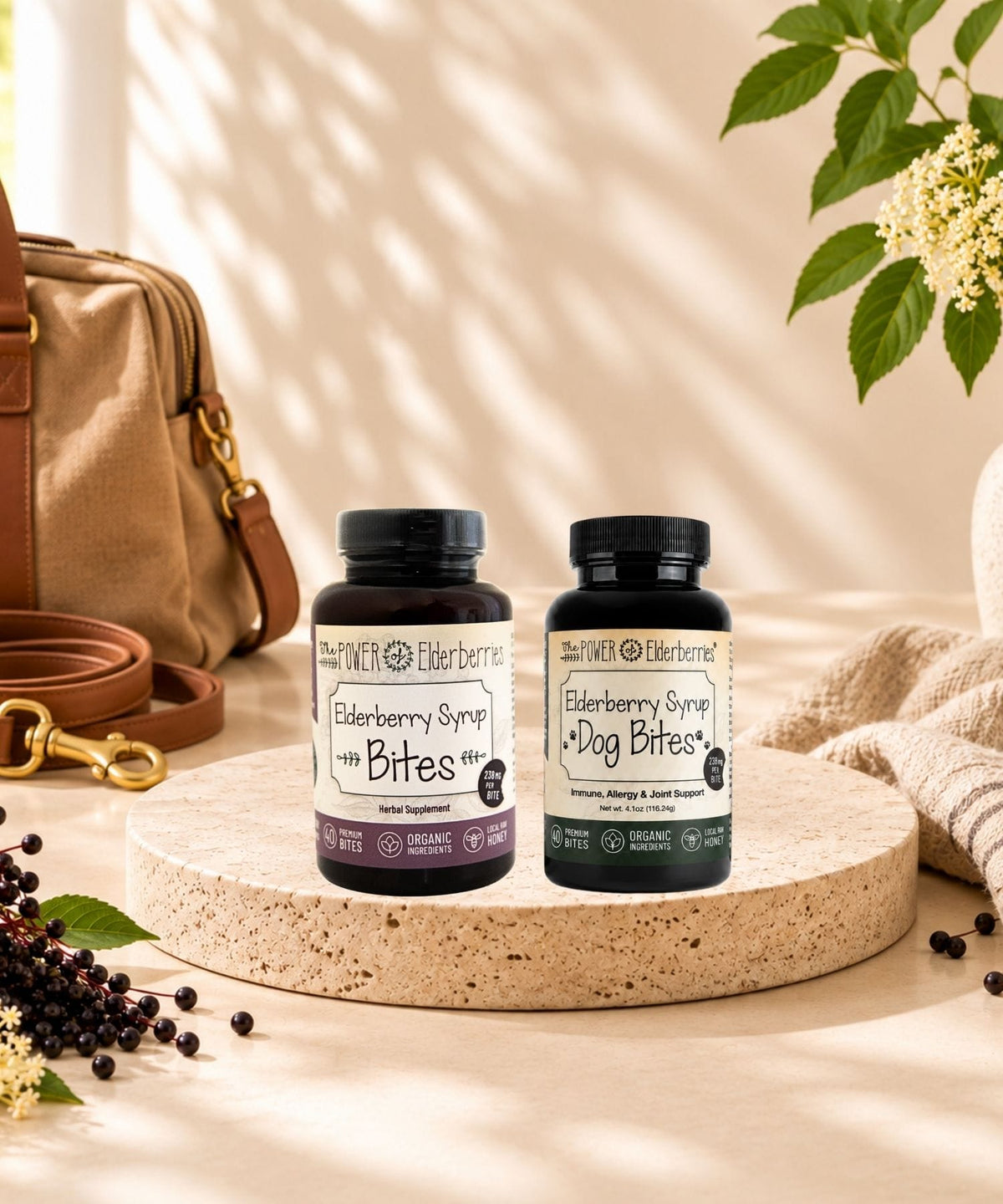 Whole-Family On-the-Go Bundle with human Elderberry Syrup Bites and Elderberry Syrup Dog Bites