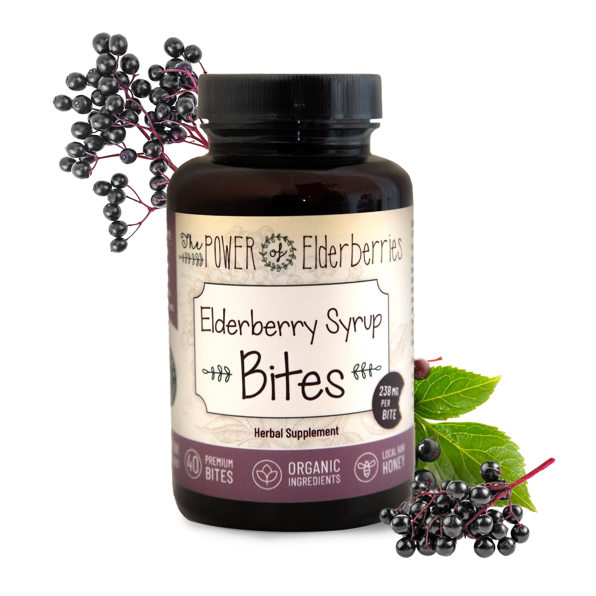 The POWER of Elderberries Elderberry Syrup Bites 40ct. Elderberry Syrup Bites